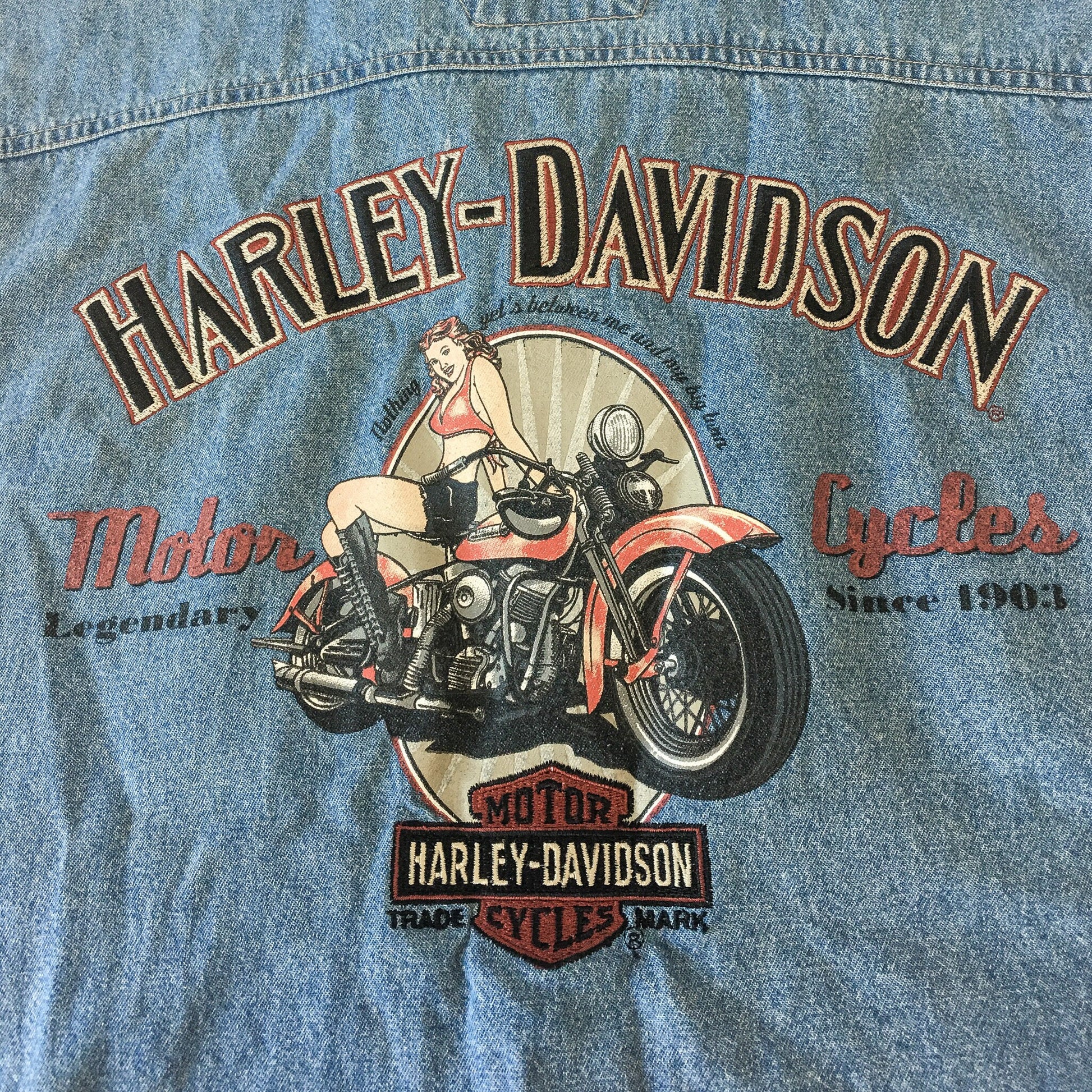 Vintage 90s Harley Davidson Sleeveless Medium Wash Denim Vest, Men's Sz. L, 90s Harley Davidson Apparel