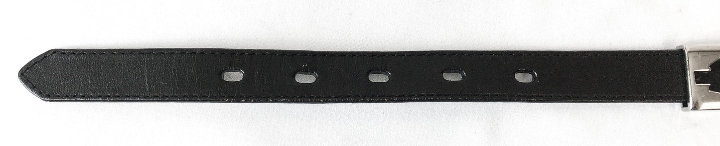 Vintage Inspired Harley Davidson Silver Toned Block Logo Black Leather Belt, Sz. L, fits 39" Waist, Harley Davidson Biker Apparel
