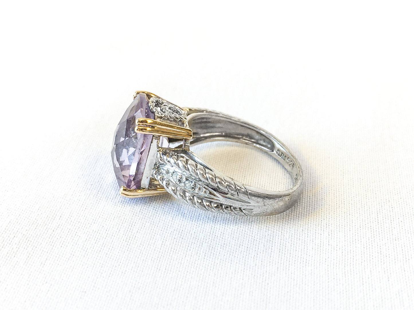 925 14k Accent Light Amethyst and Diamond Ring Size 4.75