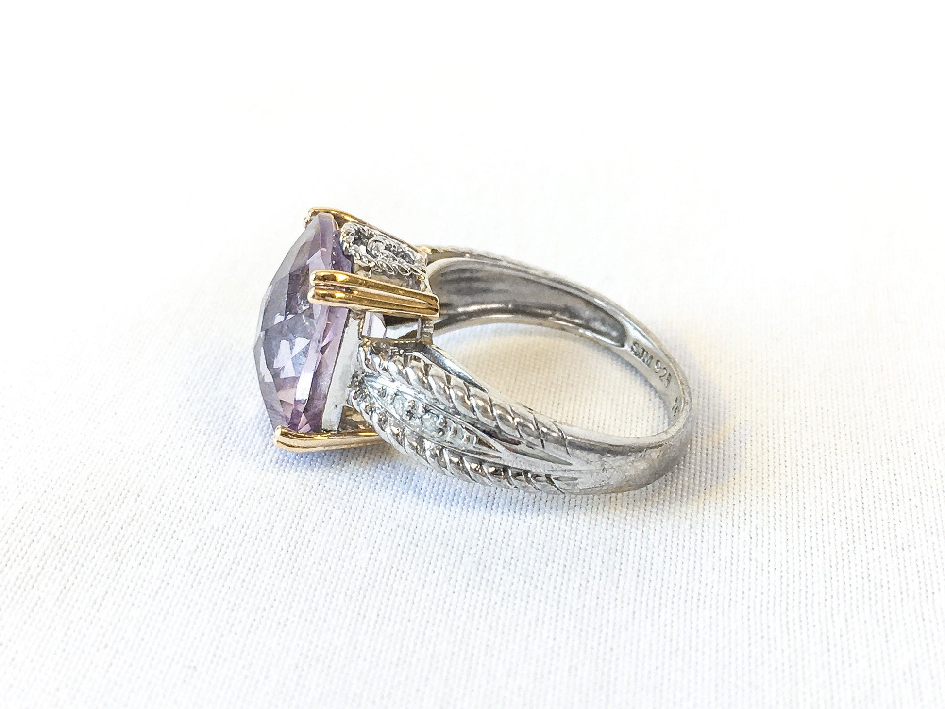 925 14k Accent Light Amethyst and Diamond Ring Size 4.75