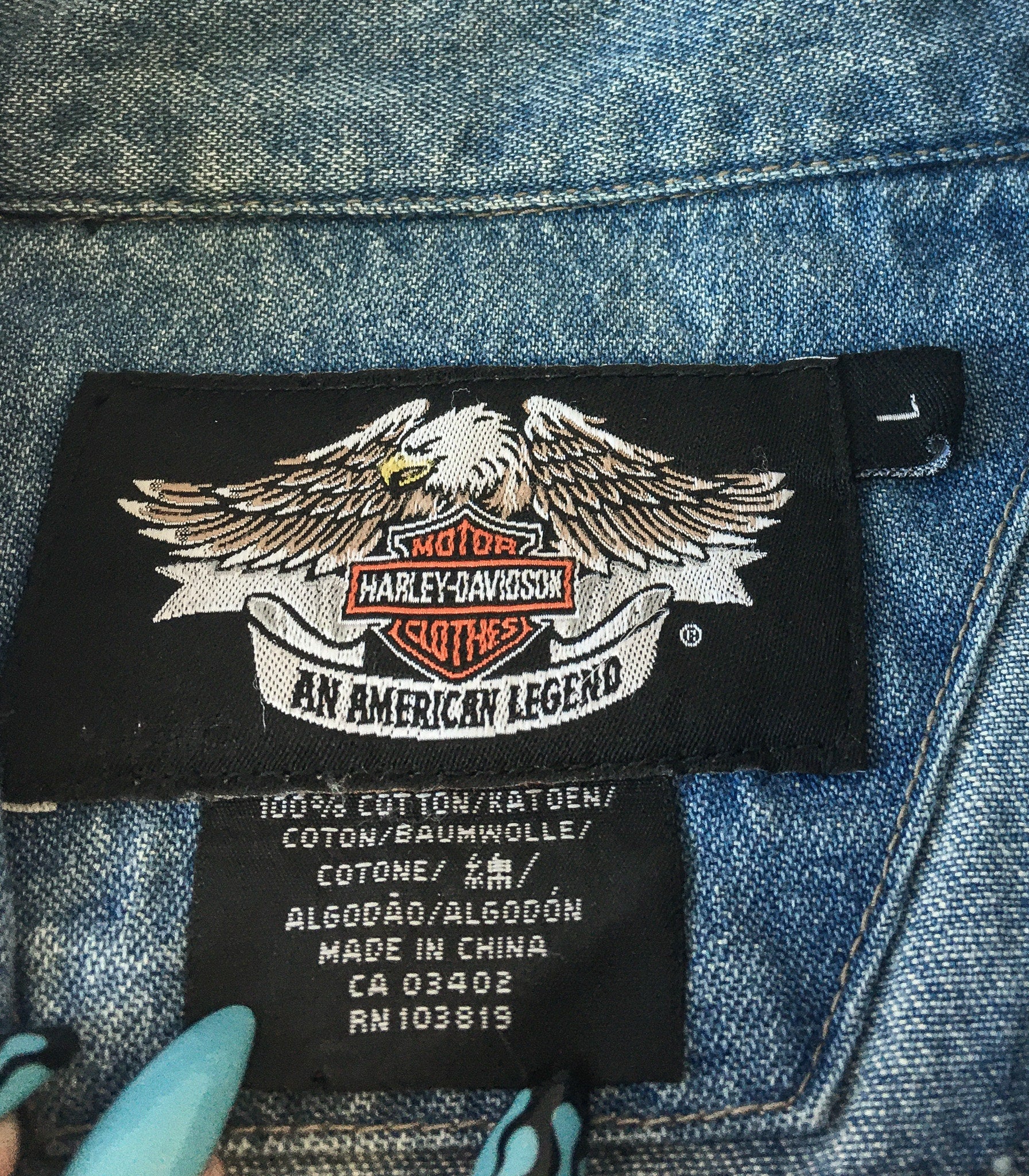 Vintage 90s Harley Davidson Sleeveless Medium Wash Denim Vest, Men's Sz. L, 90s Harley Davidson Apparel