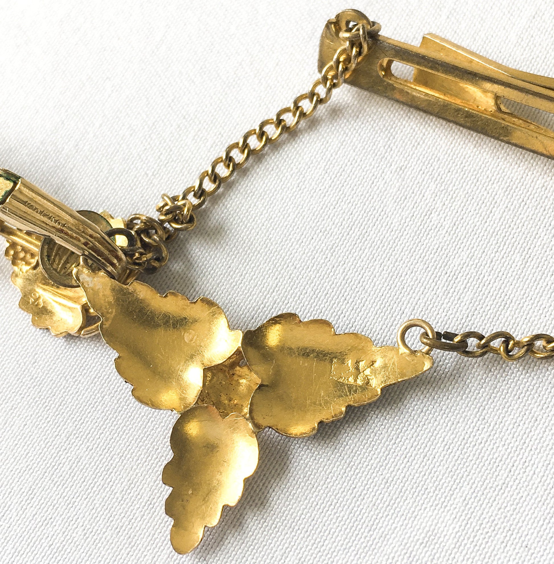 Vintage 12K Black Hills Jewelry Company Tie Bar with Moose and Three Leaves
