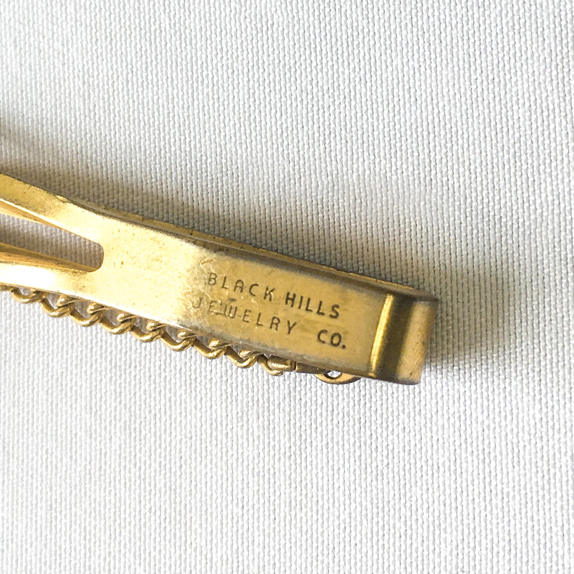 Vintage 12K Black Hills Jewelry Company Tie Bar with Moose and Three Leaves
