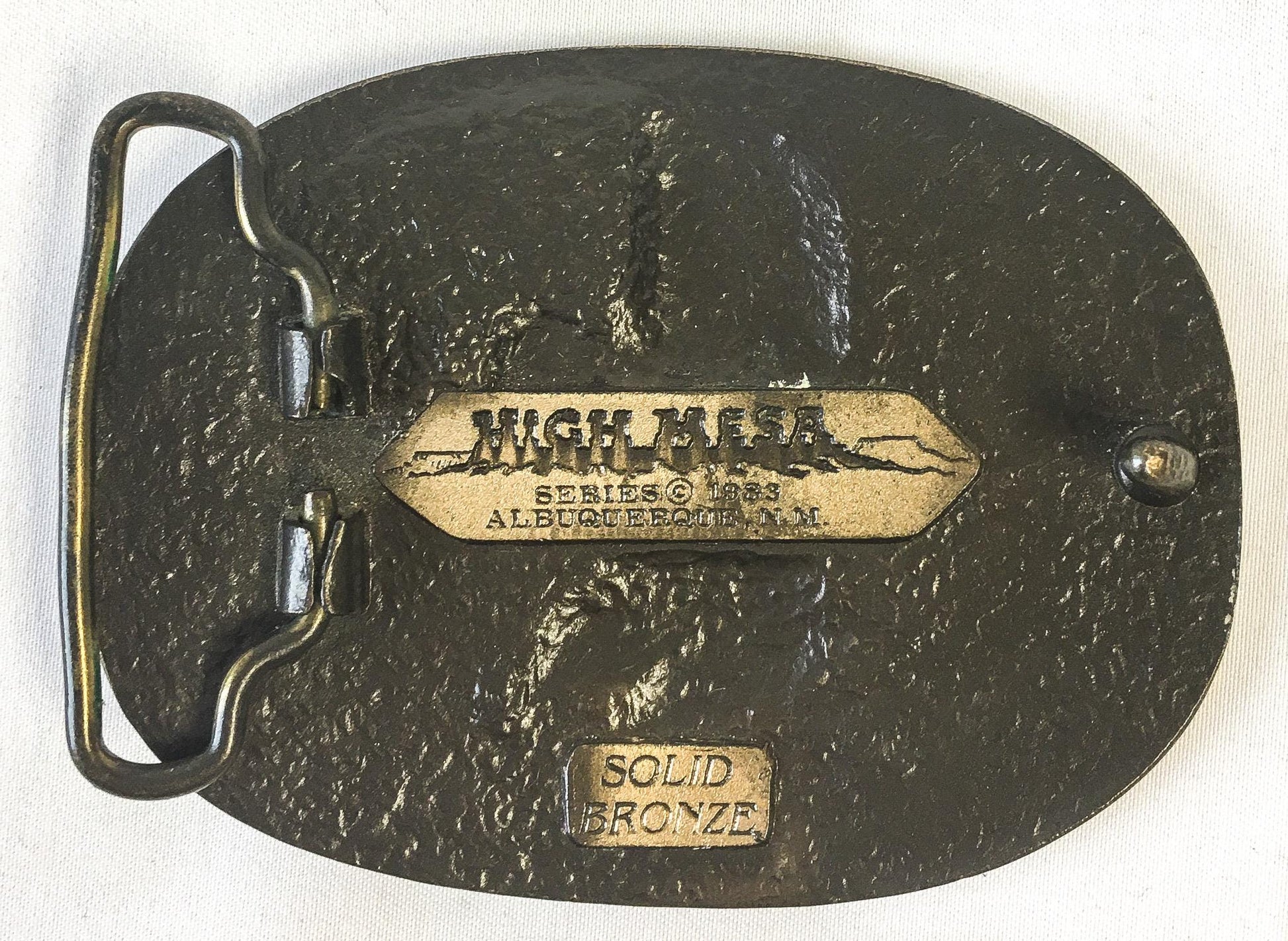 Vintage 80s High Mesa Solid Bronze Eagle Engraved Belt Buckle, Vintage Western Belt Buckle