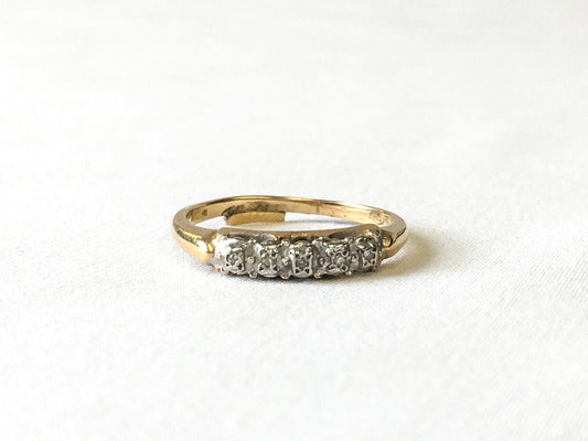 Vintage 14K Gold Tessler and Weiss Diamond Accent Wedding Band, Size 6.5