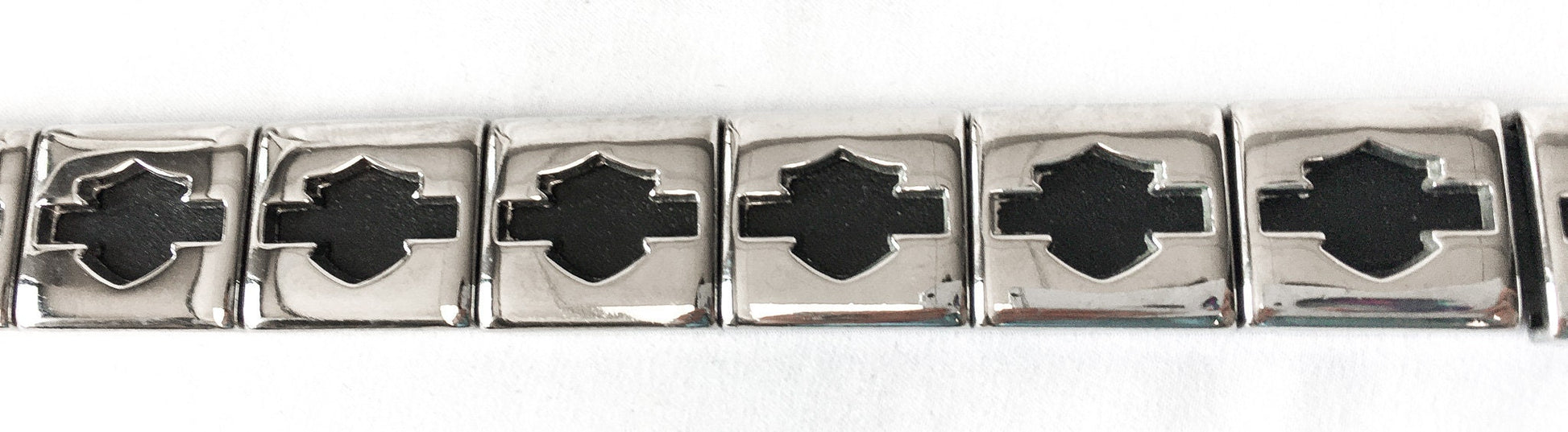 Vintage Inspired Harley Davidson Silver Toned Block Logo Black Leather Belt, Sz. L, fits 39" Waist, Harley Davidson Biker Apparel