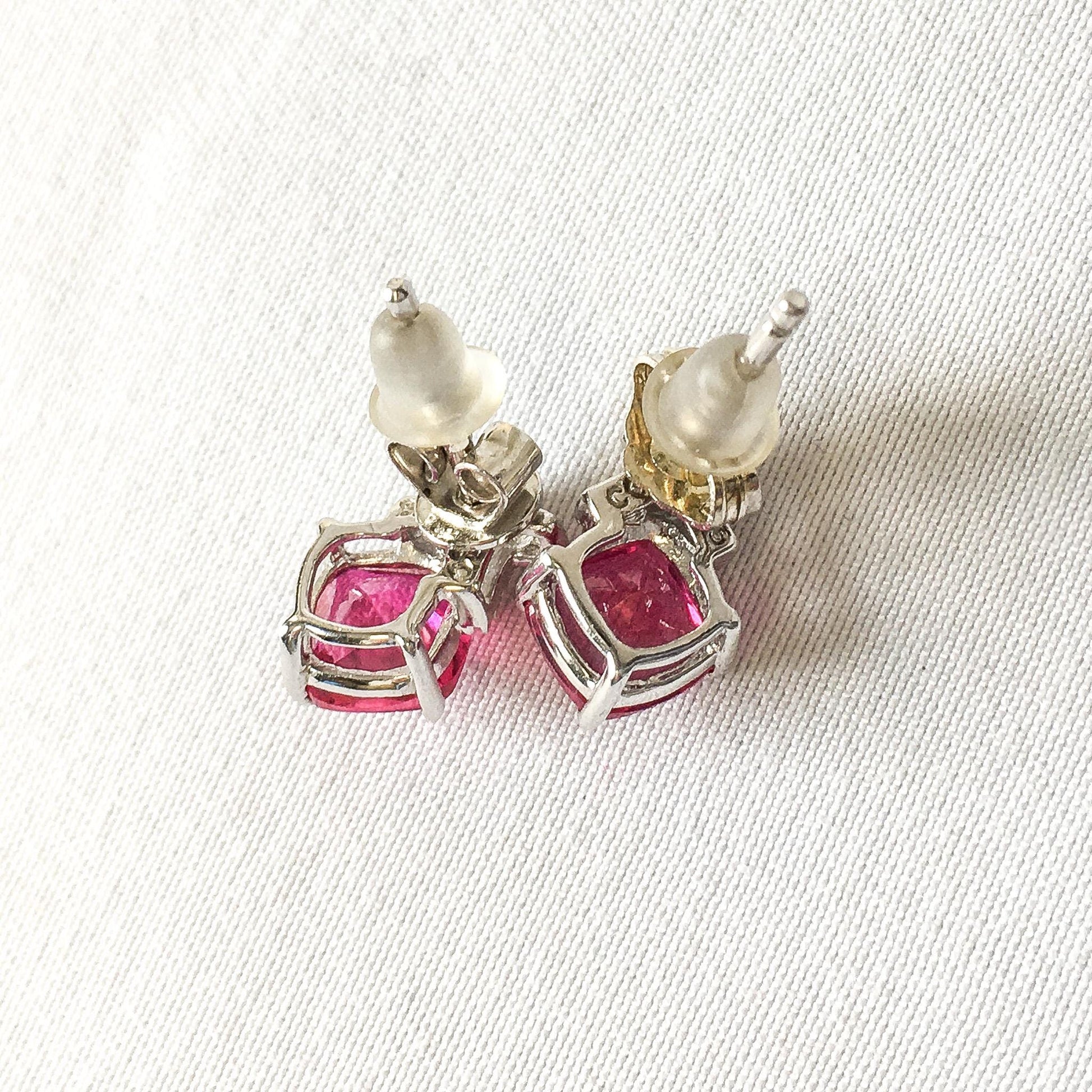 Ruby and Diamond 925 Stud Earrings