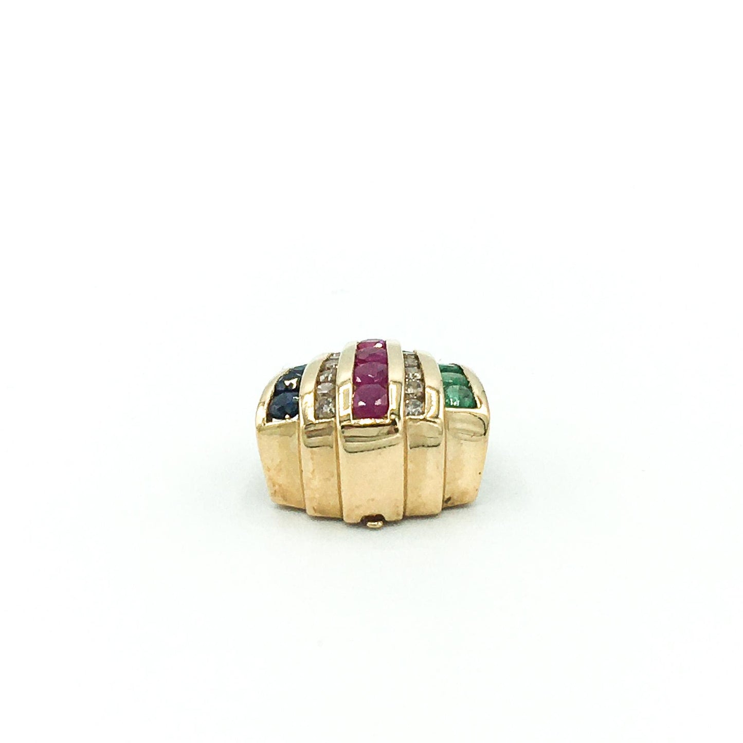 14K Gold Diamond Ruby Emerald Sapphire Clip Slide Pendant