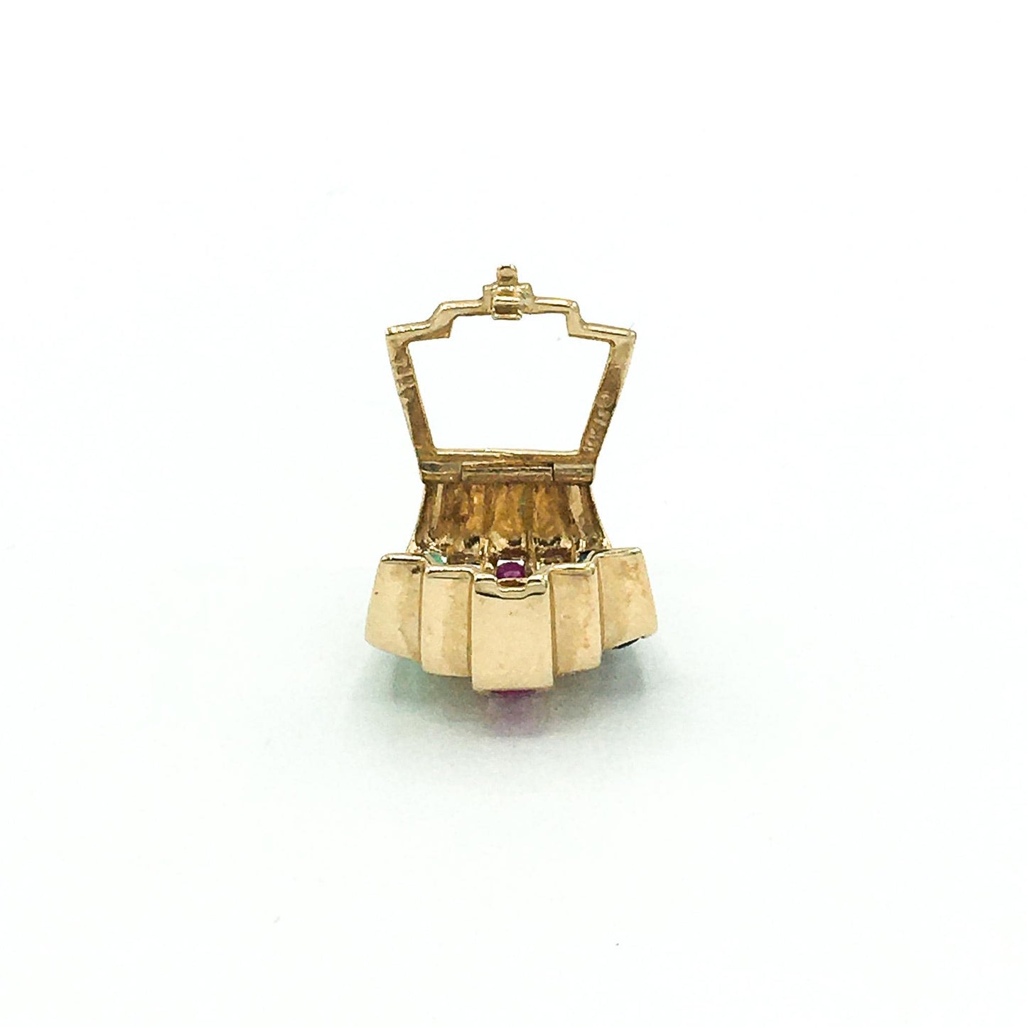14K Gold Diamond Ruby Emerald Sapphire Clip Slide Pendant