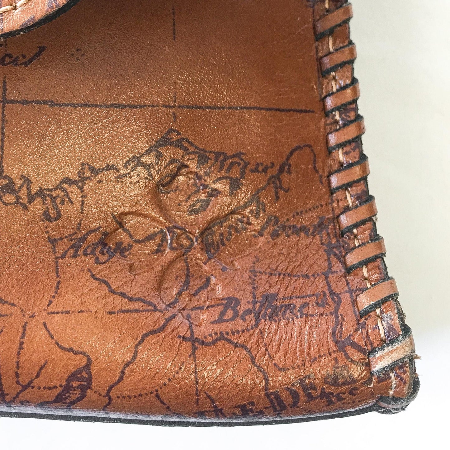 Vintage Inspired Patricia Leather Sarola Floral Garden Map Crossbody, Missing Crossbody Strap, Boho Western Style Handbag