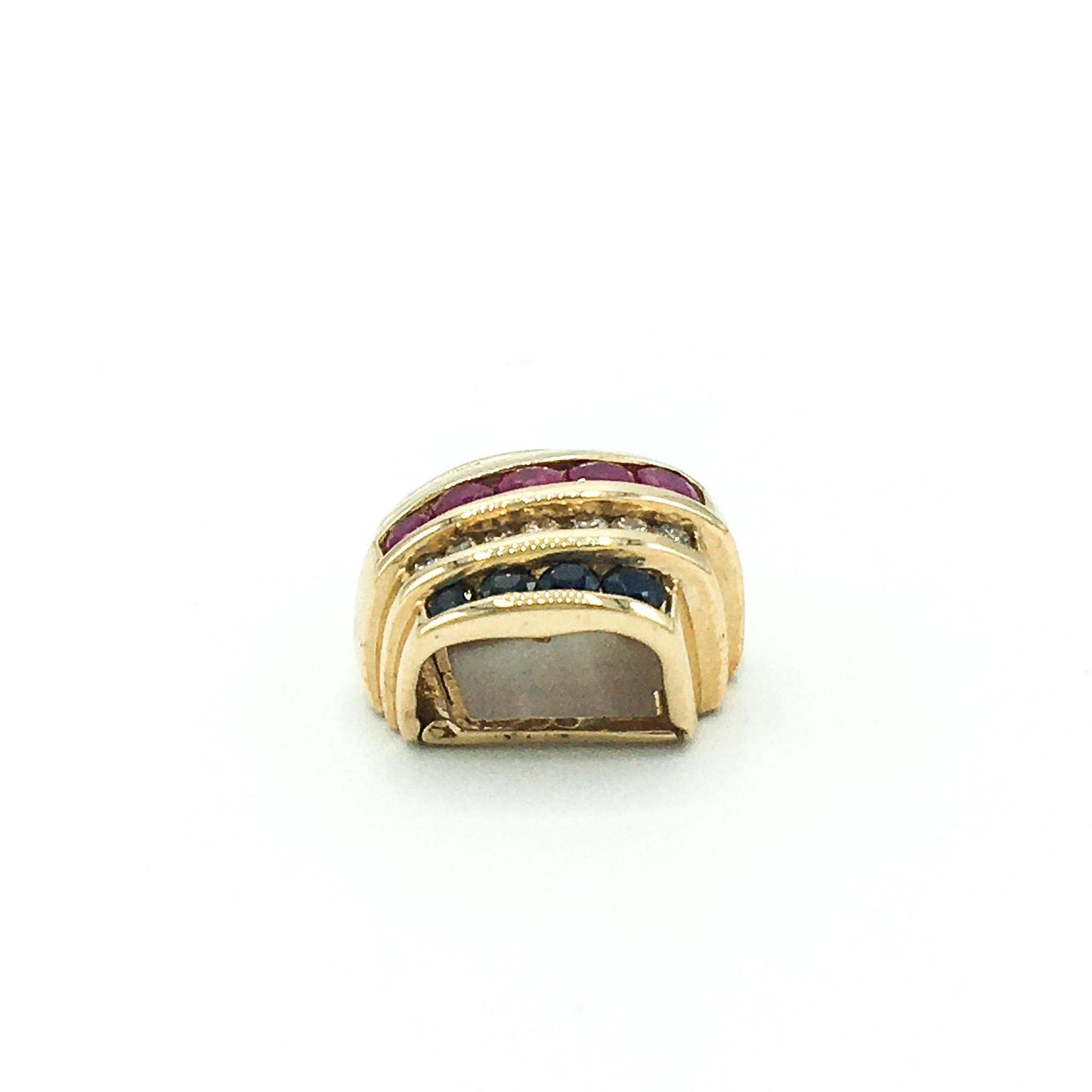 14K Gold Diamond Ruby Emerald Sapphire Clip Slide Pendant