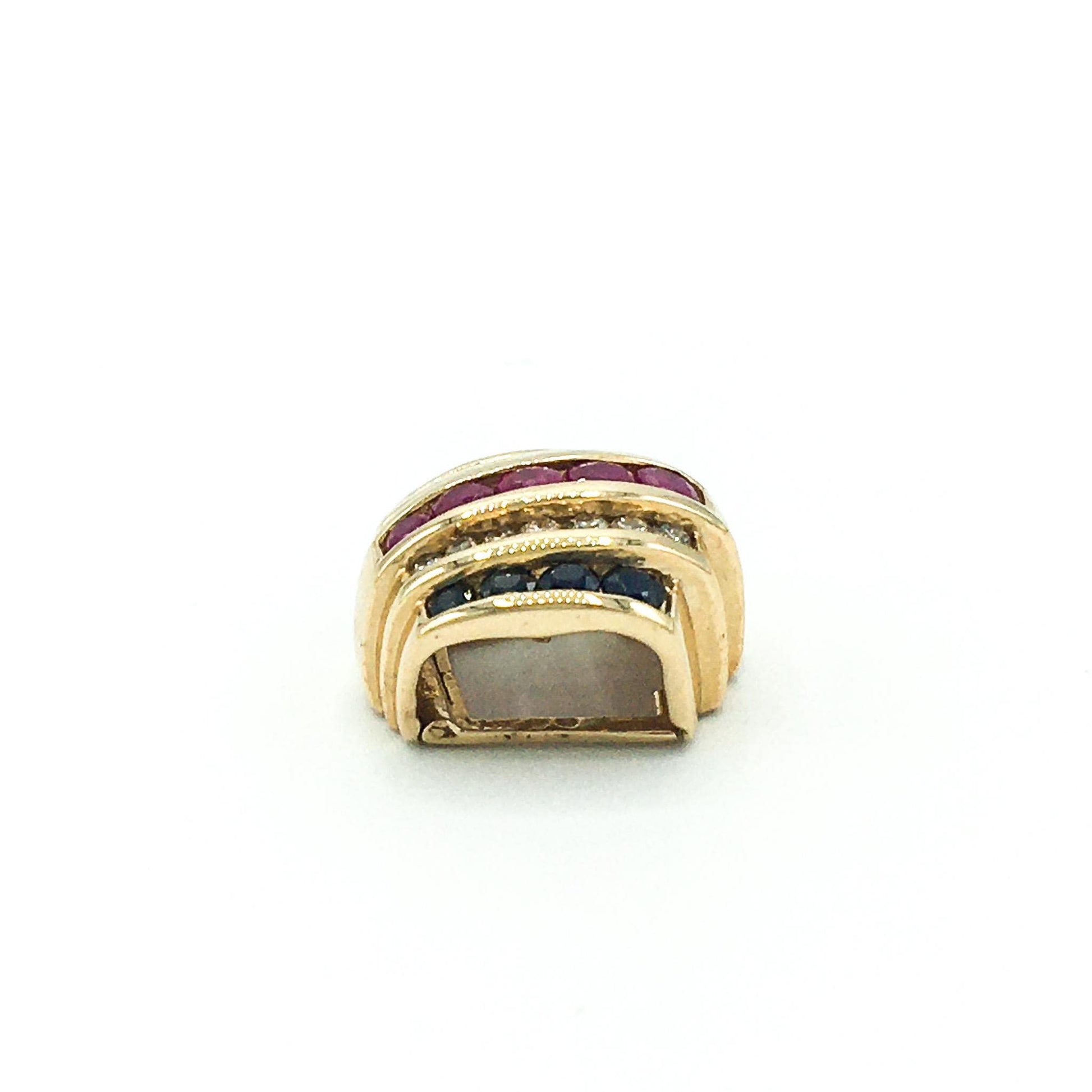 14K Gold Diamond Ruby Emerald Sapphire Clip Slide Pendant