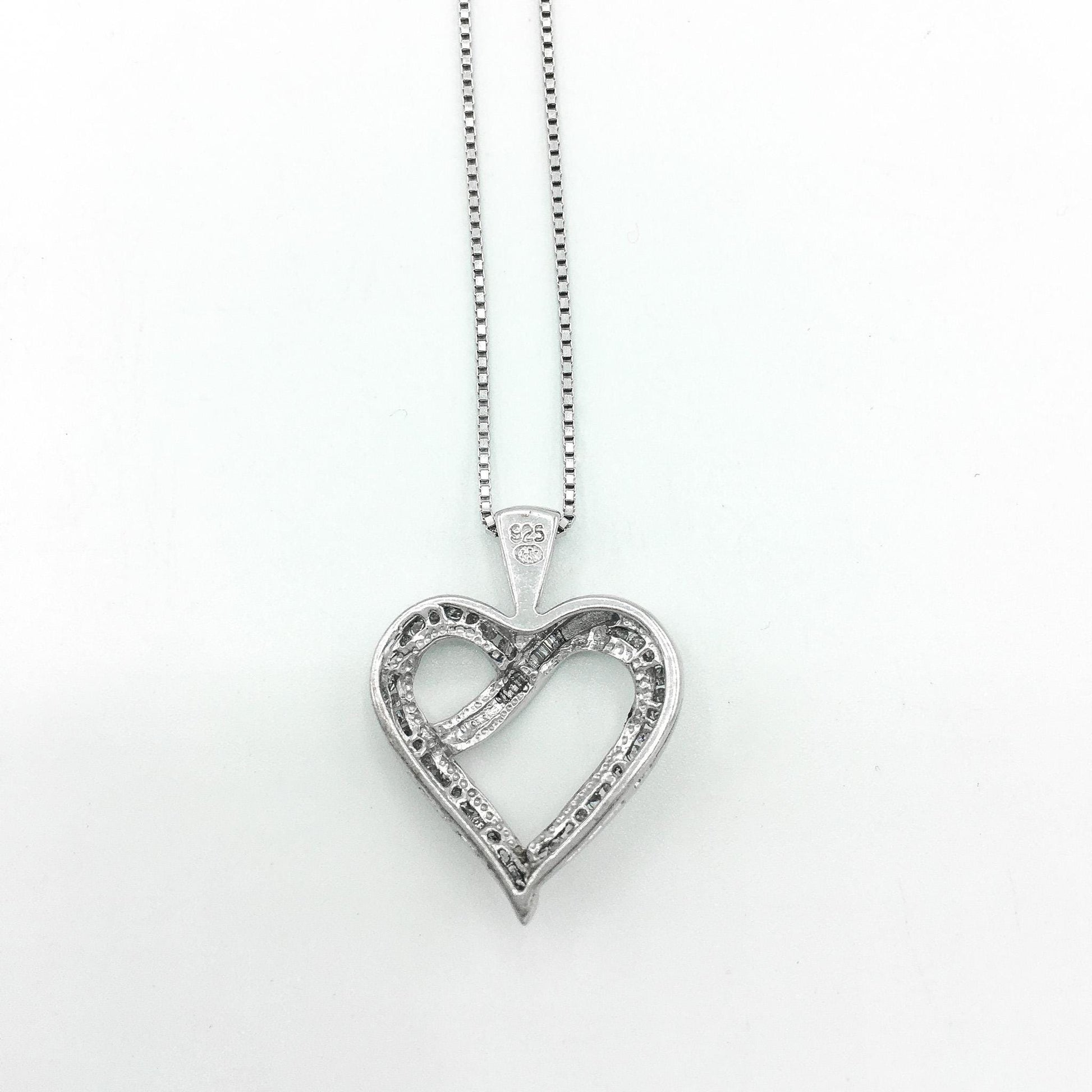 925 Genuine Diamond Heart Pendant with 925 Box Chain 18# Necklace