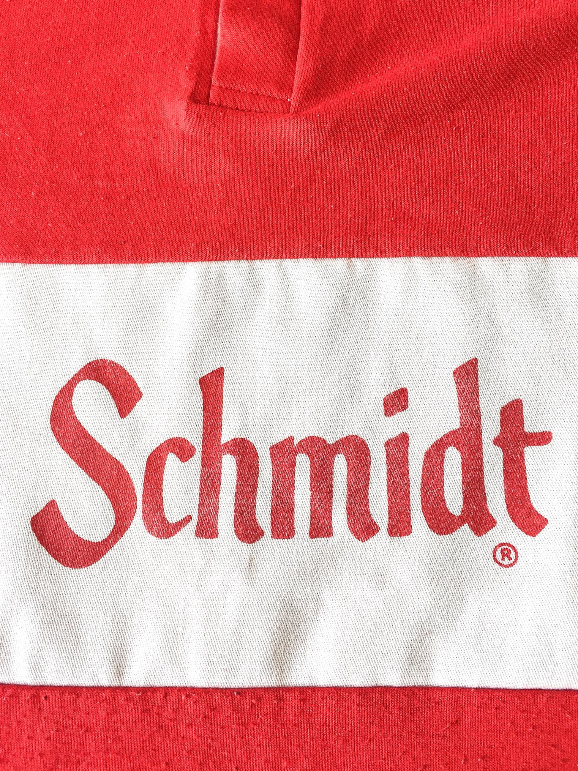 Vintage Schmidt Beer Red and White Striped Polo Longsleeve, Men’s Sz. XL, Vintage Beer Shirt