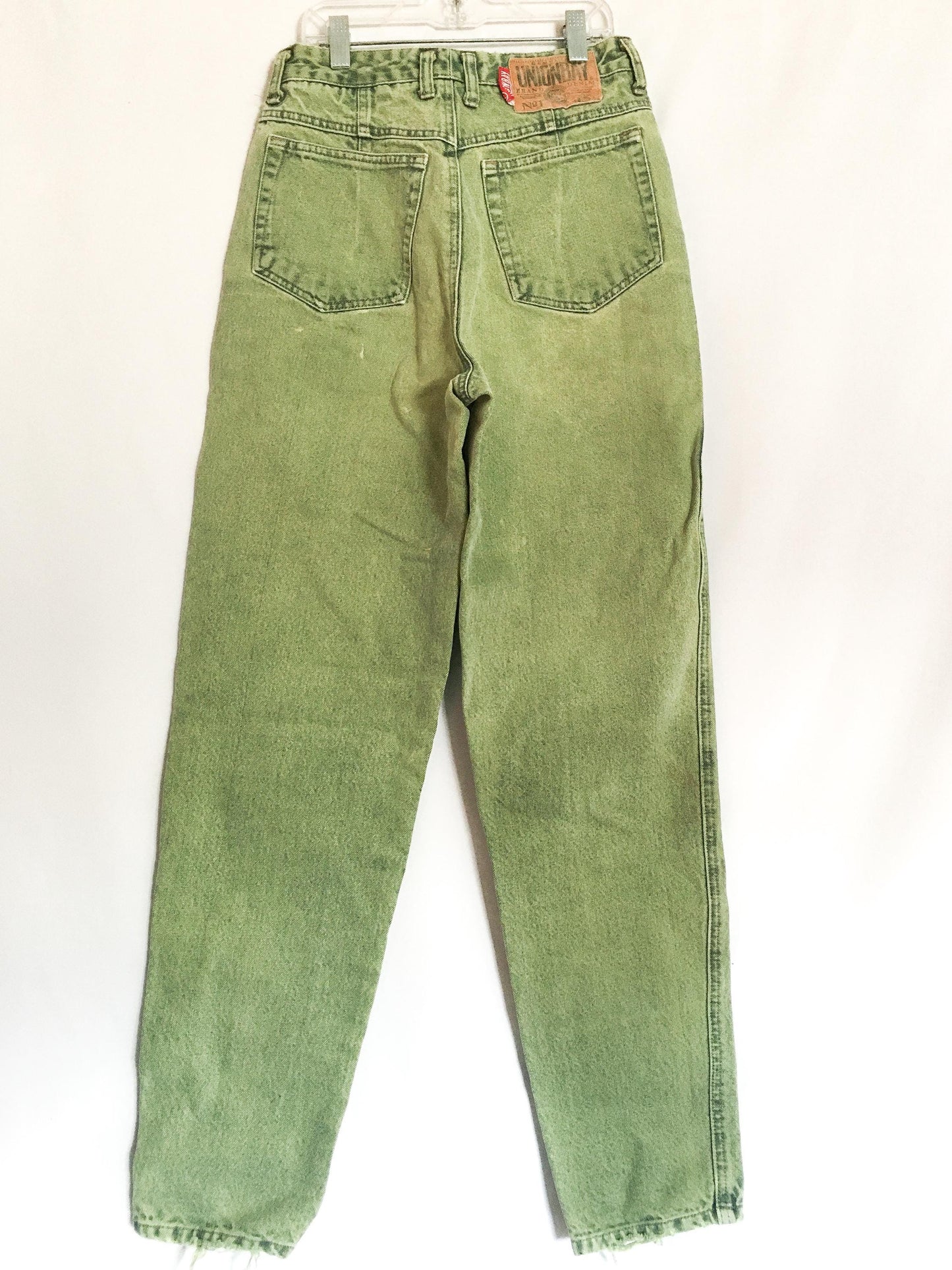 Vintage 90s Union Bay Green Distressed Stone Wash Tapered Mom Jeans, Women's Sz. 26" Waist, Vintage Unique Denim Jeans