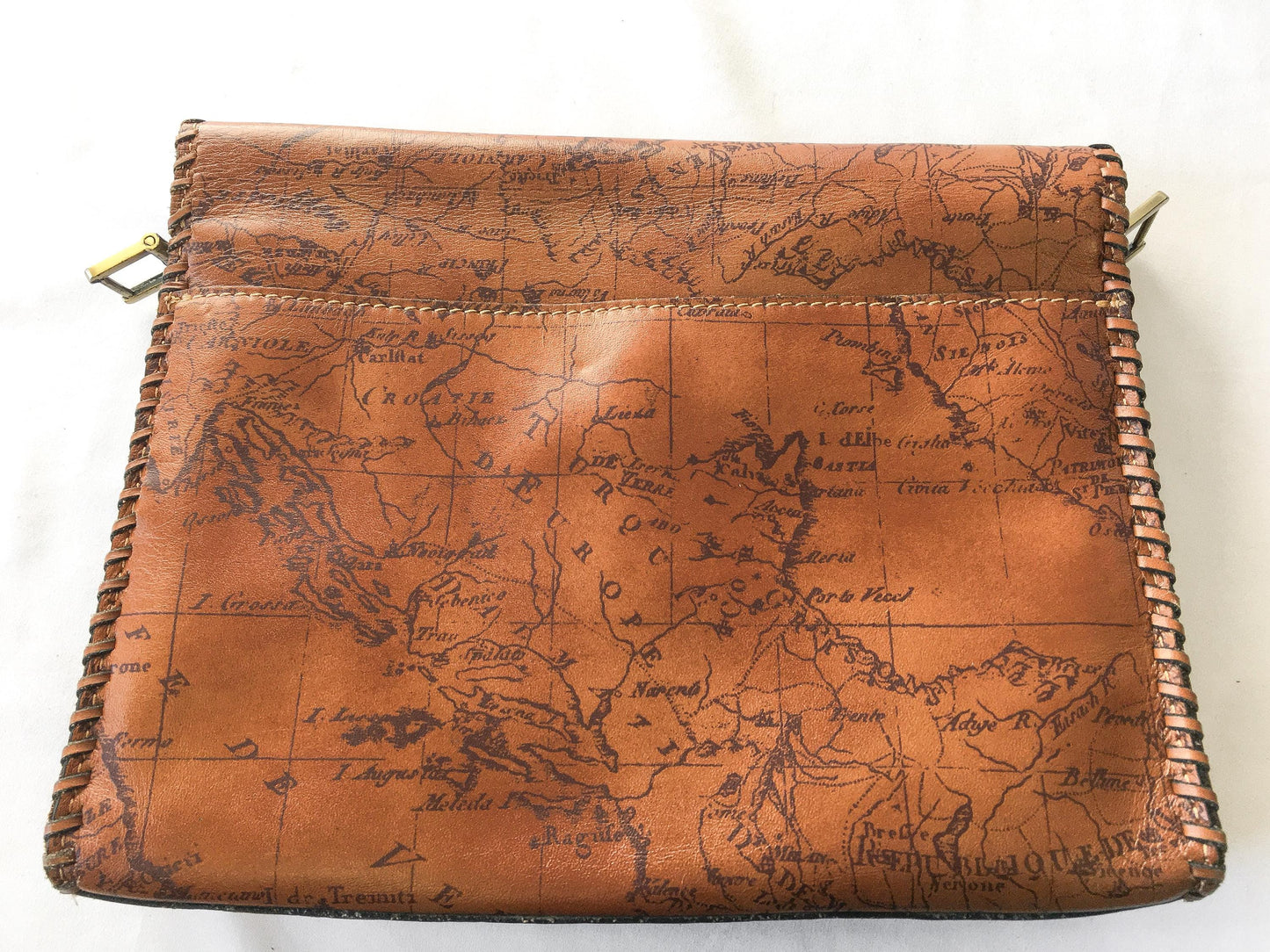Vintage Inspired Patricia Leather Sarola Floral Garden Map Crossbody, Missing Crossbody Strap, Boho Western Style Handbag