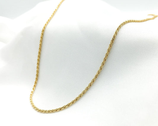 18K Yellow Gold Twisted Rope Chain Necklace, 19", 1.25mm, 4.9g