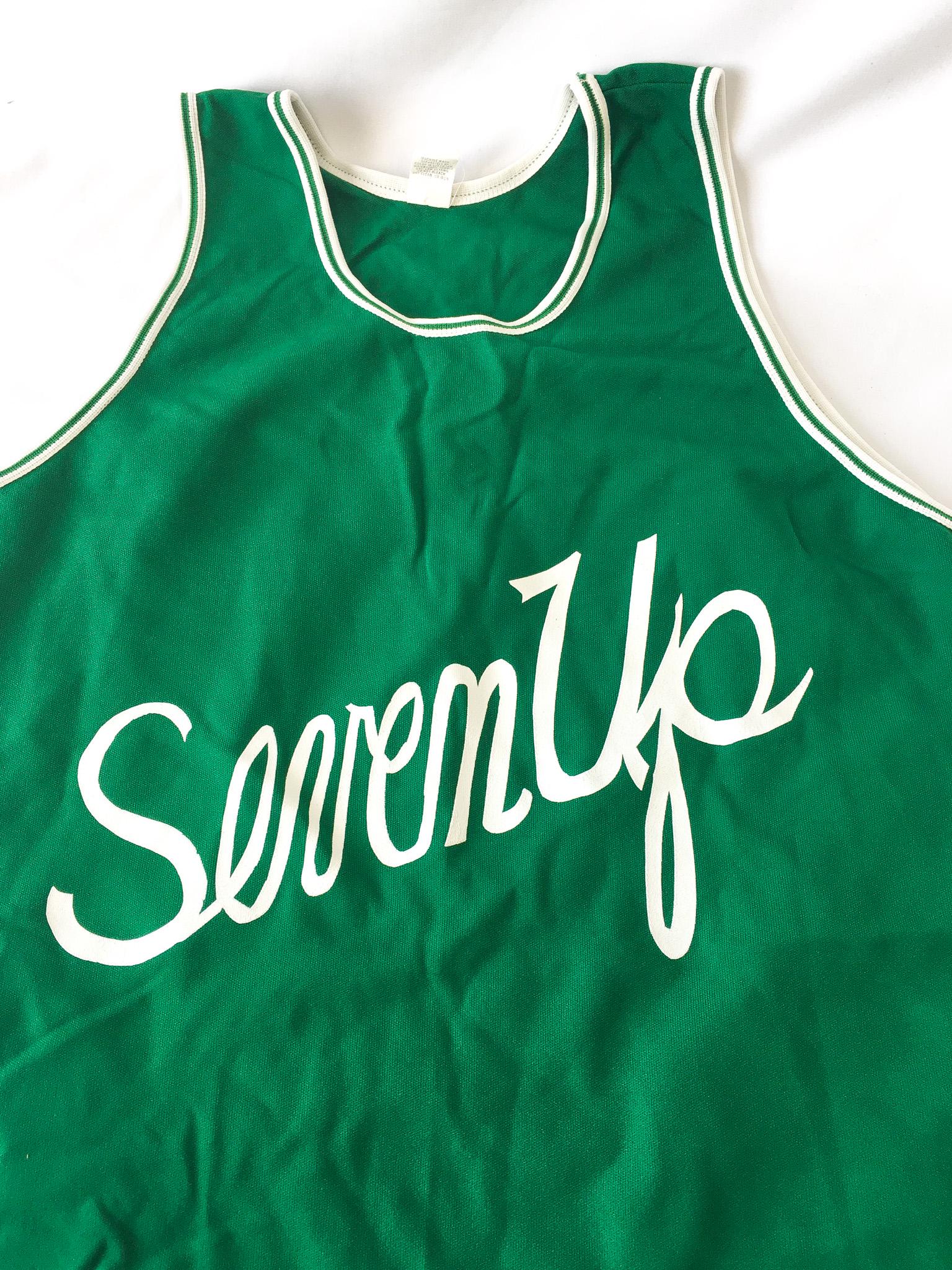 Vintage 80s Seven Up Soda Jersey and Shorts Set, Sz. Unisex XL, Retro Jersey Costume Set