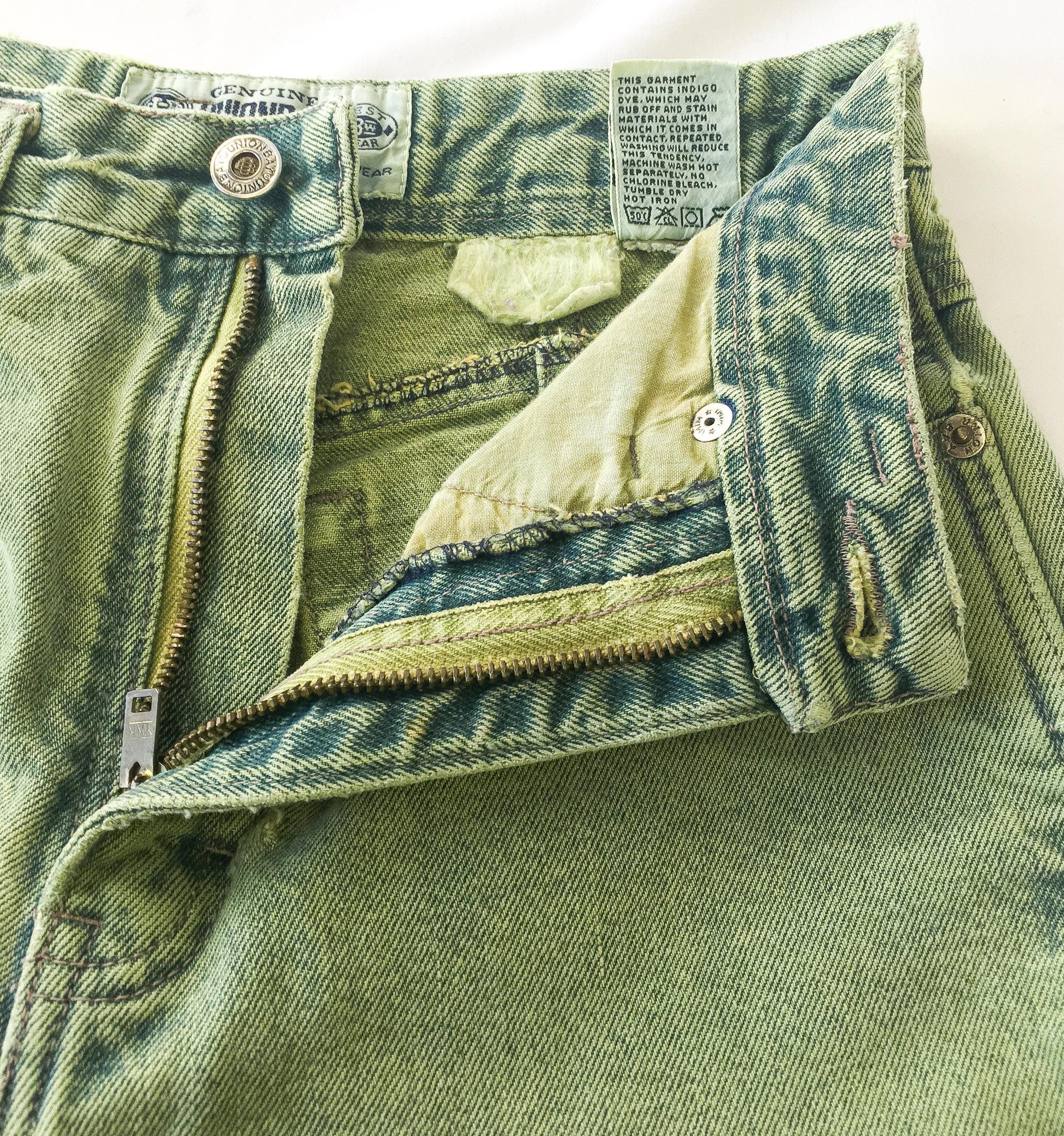 Vintage 90s Union Bay Green Distressed Stone Wash Tapered Mom Jeans, Women's Sz. 26" Waist, Vintage Unique Denim Jeans