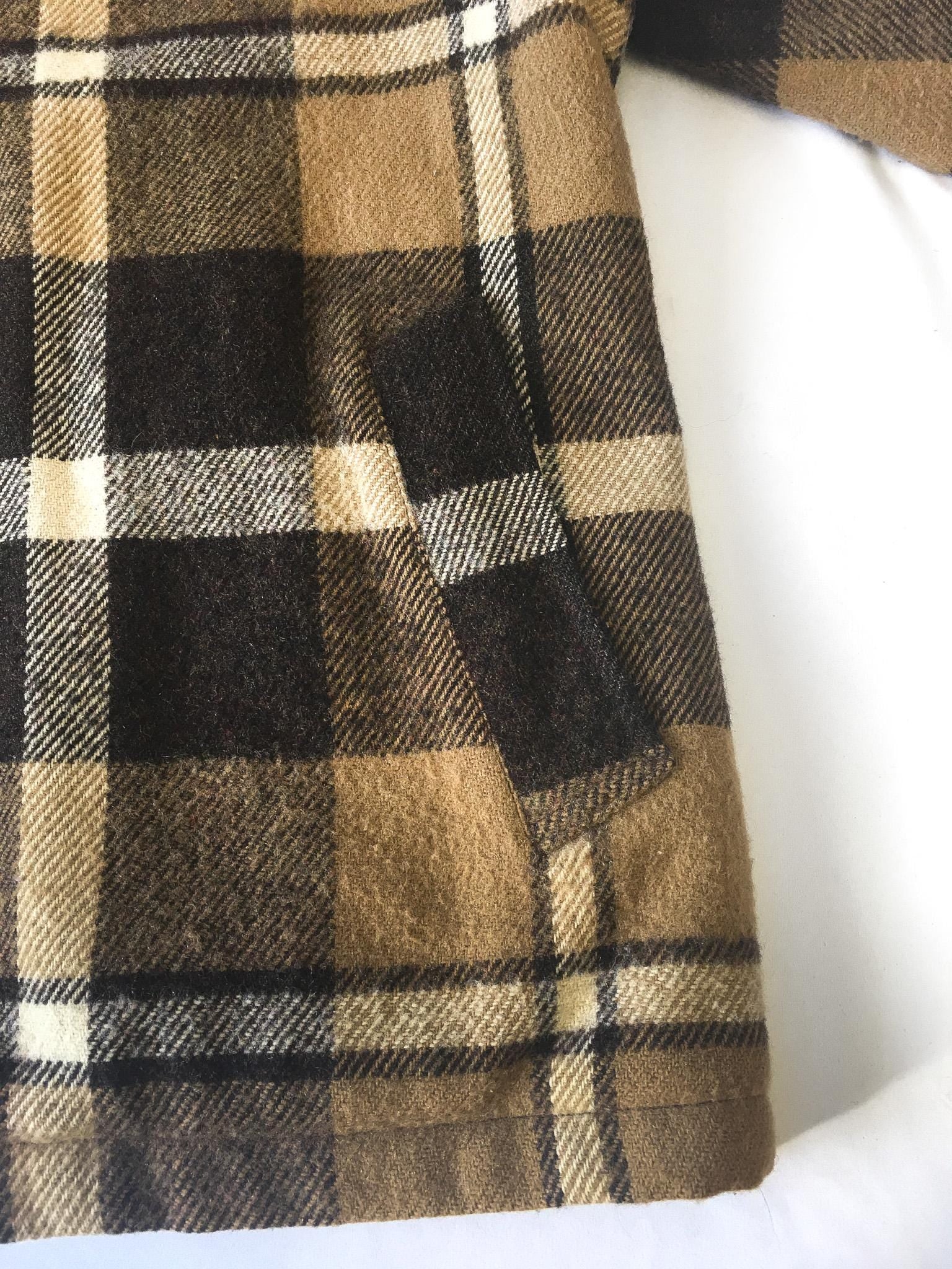 Vintage 90s Bemidji Woolen Mills Brown Plaid Wool Jacket, Sz. 42, Vintage Wool Jacket