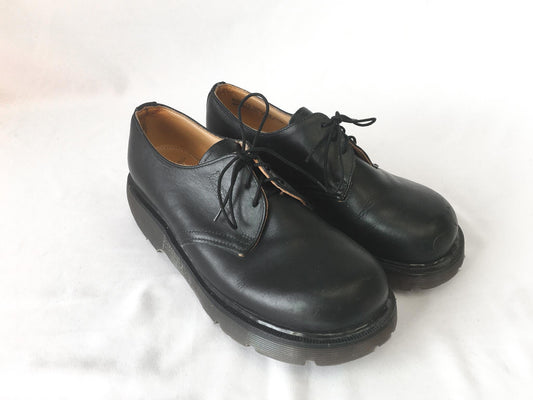 Vintage 90s Doc Martens Black Leather Loafers, Men's Sz. 6, Women's Sz. 8, Made in England, Unisex Oxford Loafers