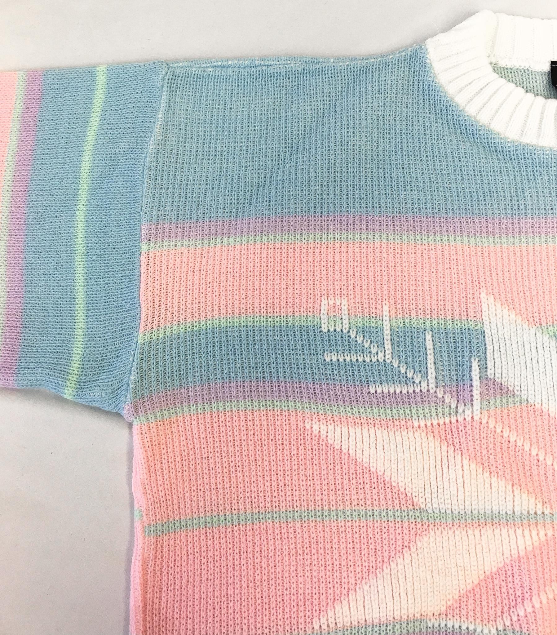 Vintage 80s Sweaters by Jolie Pastel Pink and Blue Snowflake Sweater, Women's Sz. M, Vintage Festive Holiday Christmas Sweater