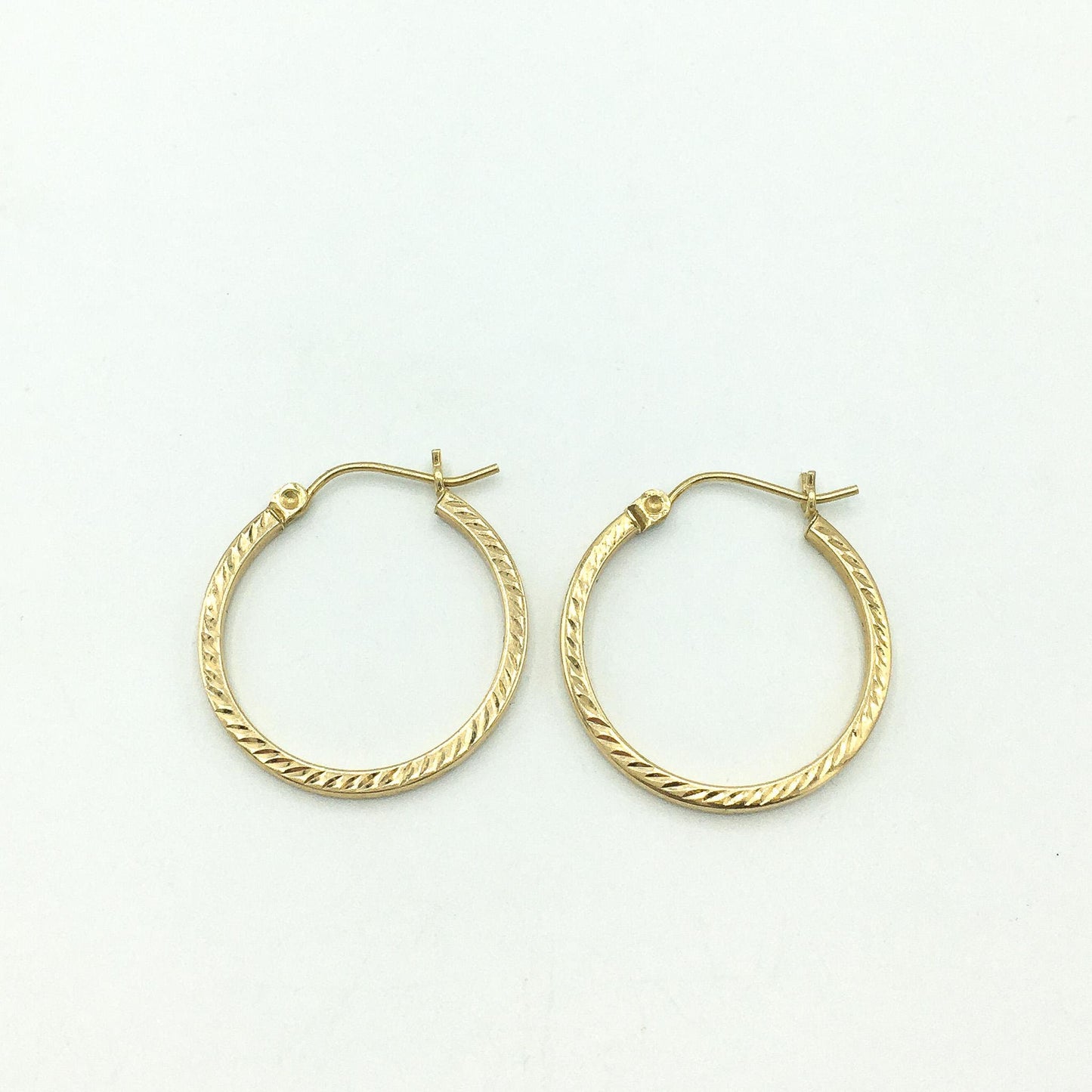 14K Yellow Gold Etched Hoop Earrings
