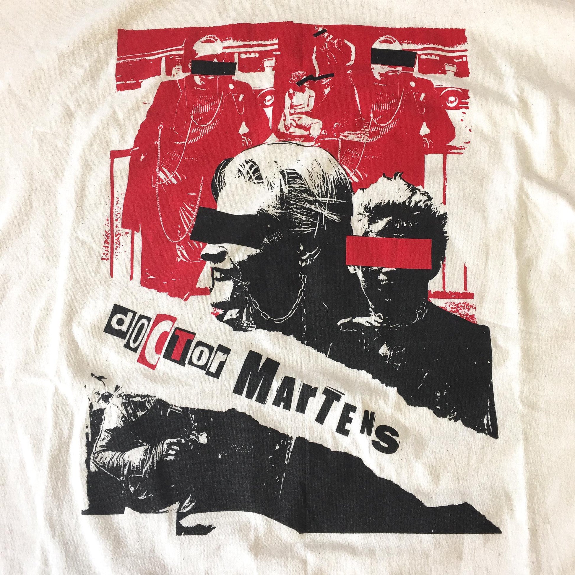 Vintage 90s Doc Martens Cream/Off-White Doctor Punk Graphic T-Shirt, Men's Sz. XL, Vintage Streetwear Graphic Tee