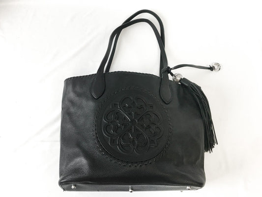 Vintage Inspired Brighton Gabriella Black Leather Large Tote Bag, Western Style Tote Handbag