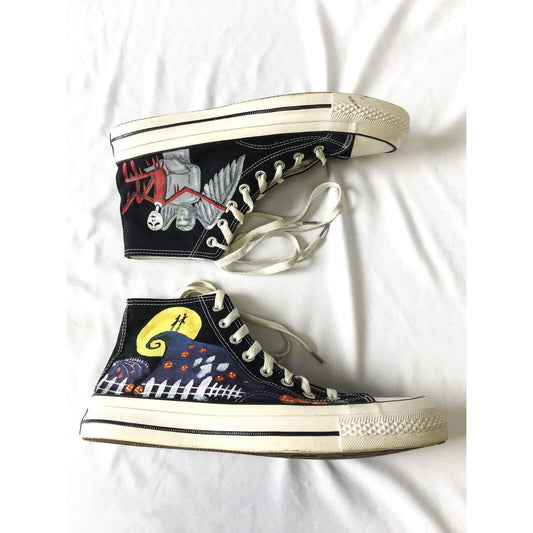 Hand-Painted Nightmare Before Christmas Converse Sneakers, Men's 11, Women's 13