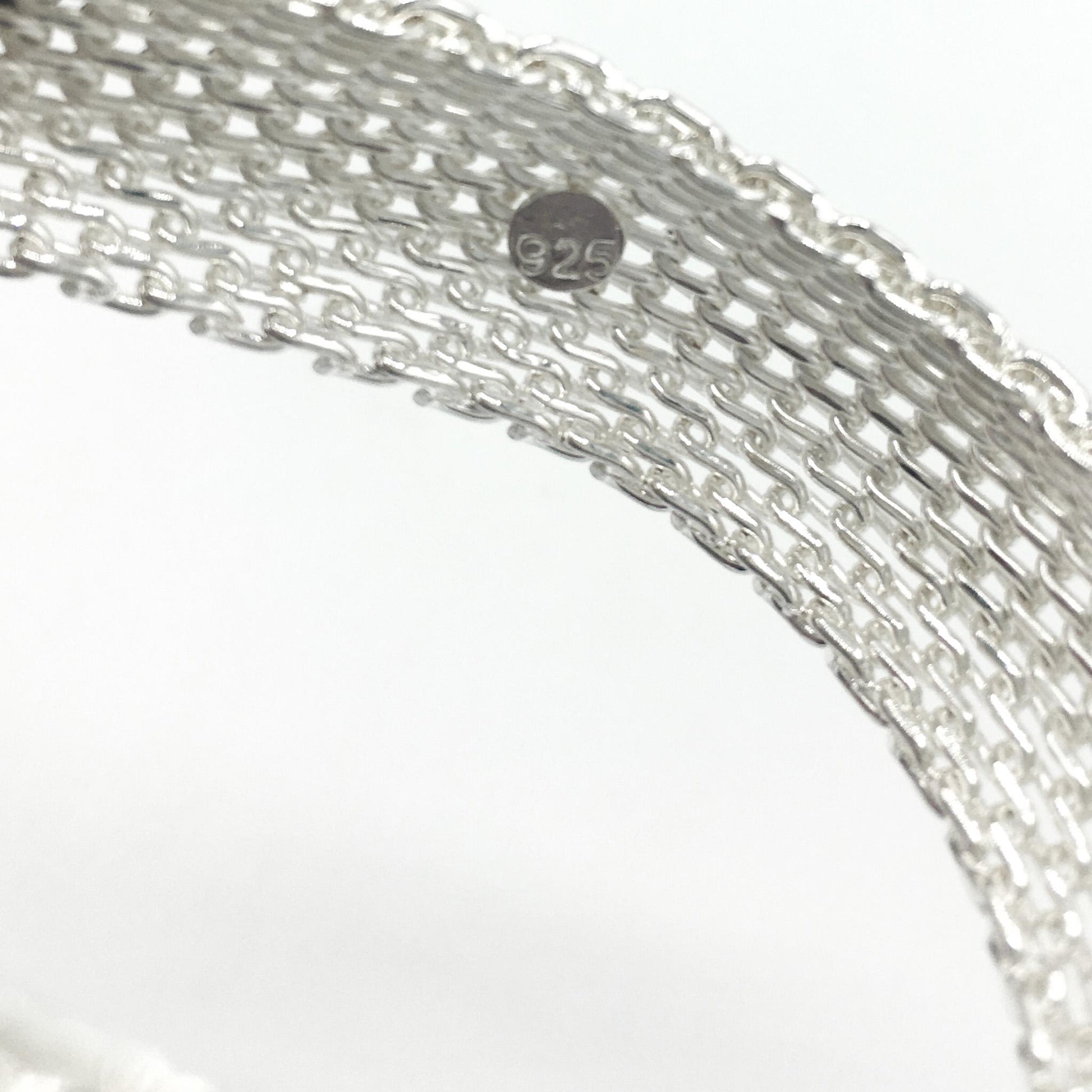 925 Sterling Silver Domed Mesh Bangle Bracelet, .5" Width, 6/5"-7" Circumference