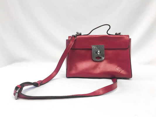 Vintage Inspired Patricia Nash Magenta Carisbrooke Leather Top Handle Crossbody Bag