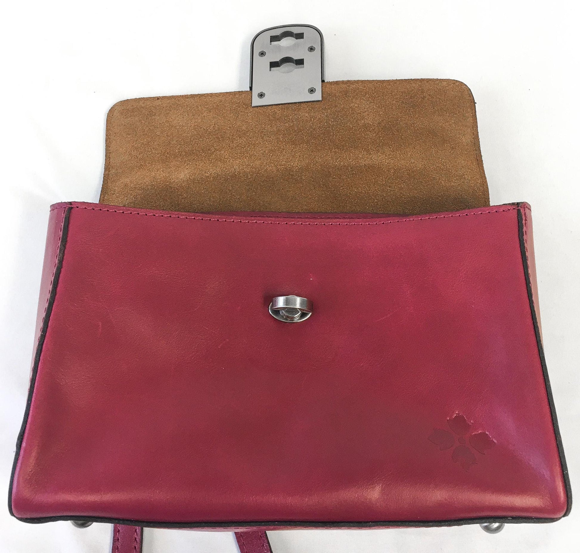 Vintage Inspired Patricia Nash Magenta Carisbrooke Leather Top Handle Crossbody Bag