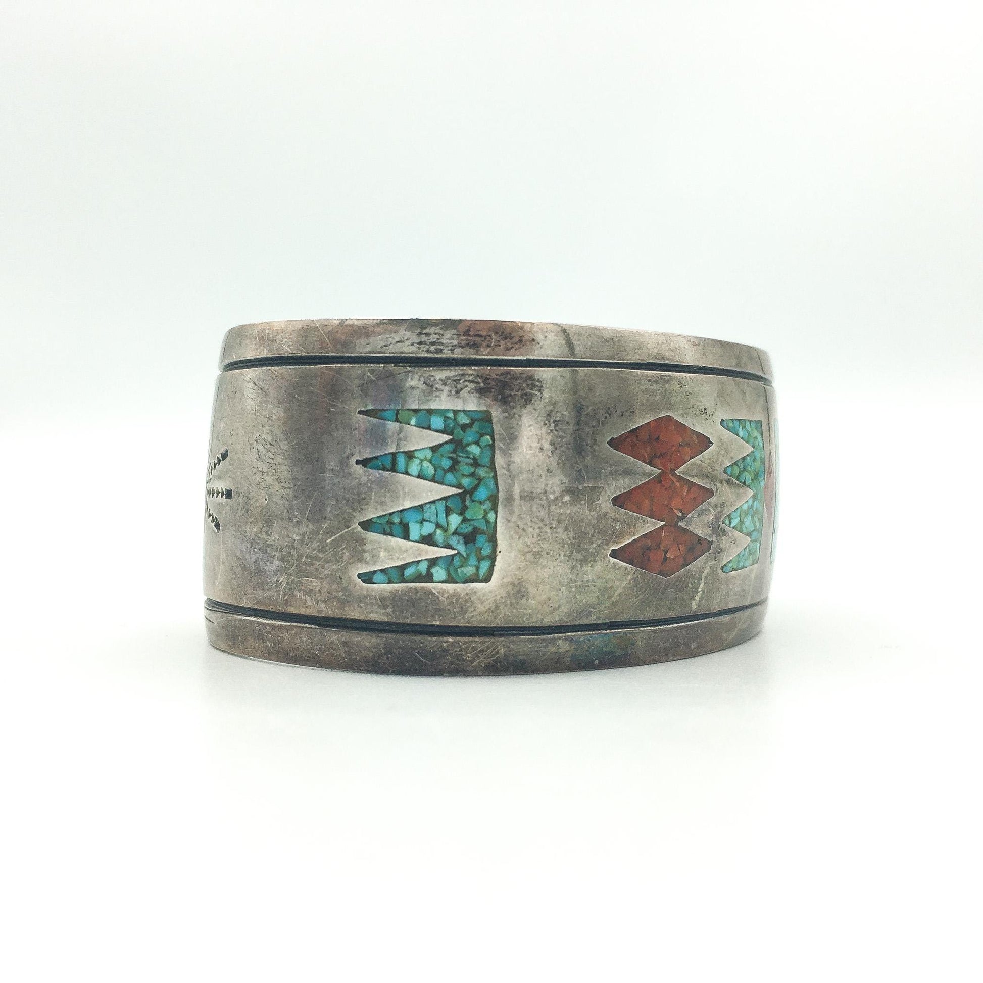 Vintage Tommy Singer Turquoise and Coral Cuff Bracelet, Vintage Navajo Jewelry