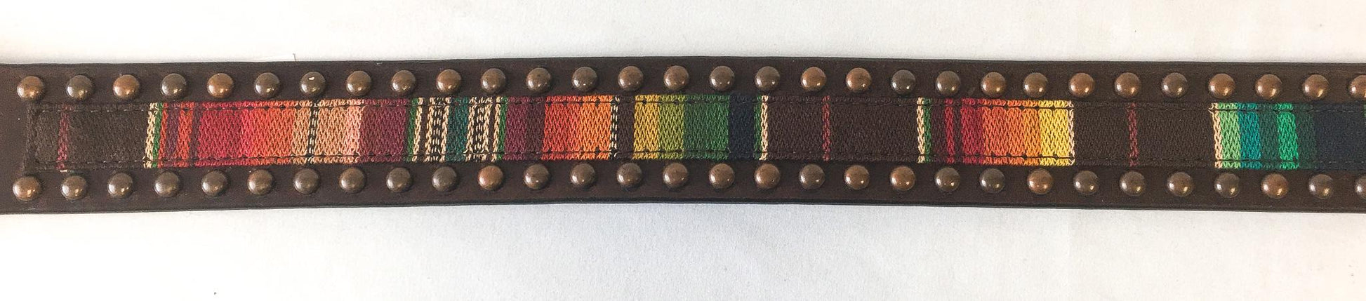 NWT Ariat Serape Copper Rainbow Woven Leather Studded Belt, Women's Sz. M, Vintage Western Belt