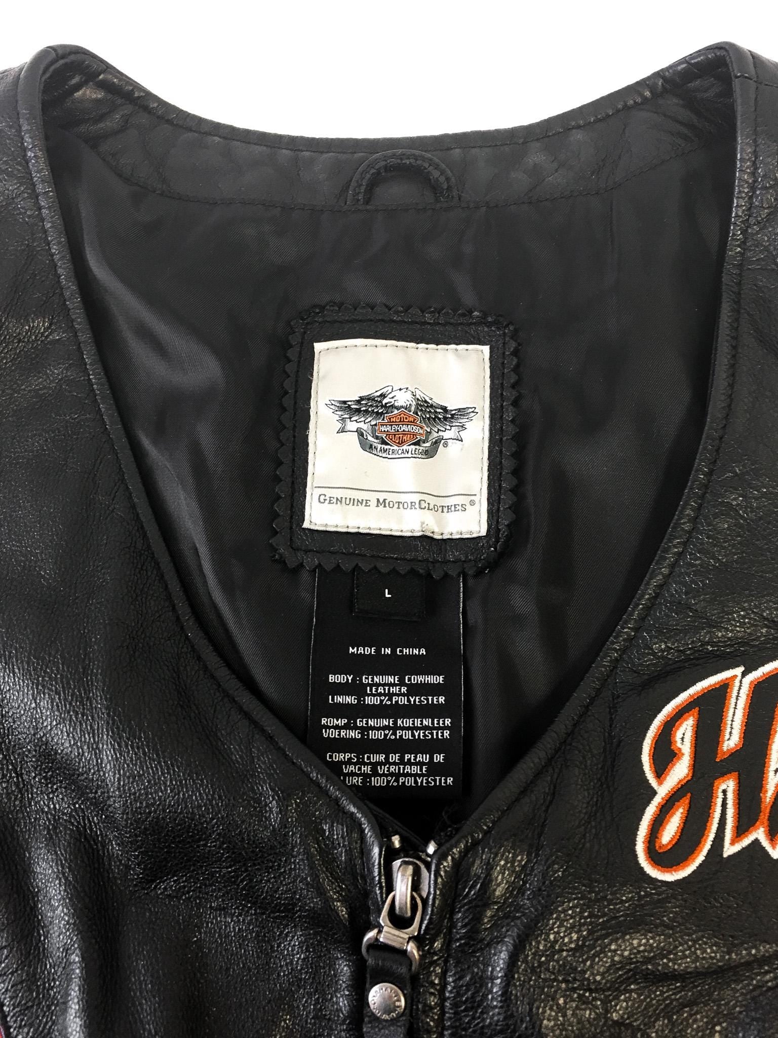Vintage Inspired Harley Davidson Juneau Black Leather Vest, Women's Sz. L, Vintage Harley Biker Apparel