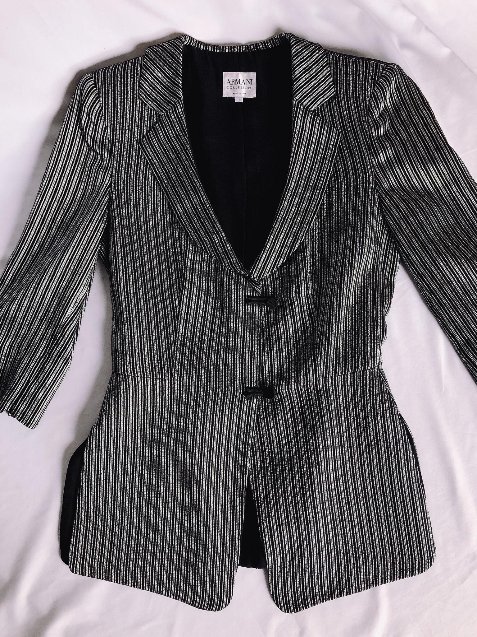 Vintage Armani Collezioni Metallic Striped Blazer, Sz. 4