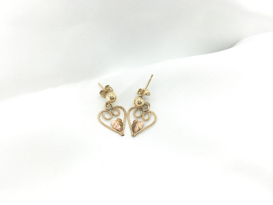 Black Hills Gold 10K Gold Heart Dangle Earrings