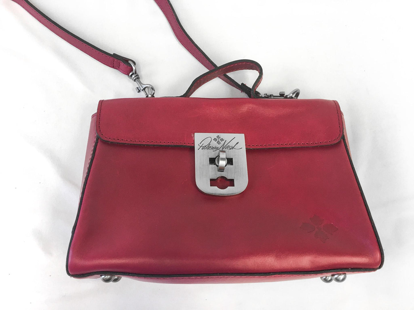 Vintage Inspired Patricia Nash Magenta Carisbrooke Leather Top Handle Crossbody Bag