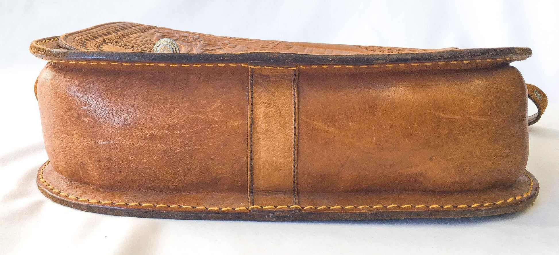 Vintage 70s Handcrafted Tooled Leather Engraved "Costa Rica" Symbols Crossbody Purse, Vintage Western Handbag