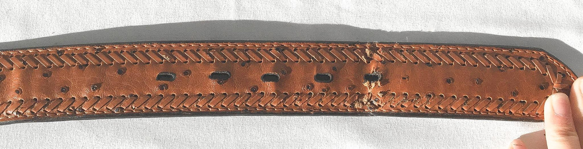 Vintage Ostrich Faux Leather Silver Toned Woven Concho Belt, Sz. 44, Vintage Western Belt