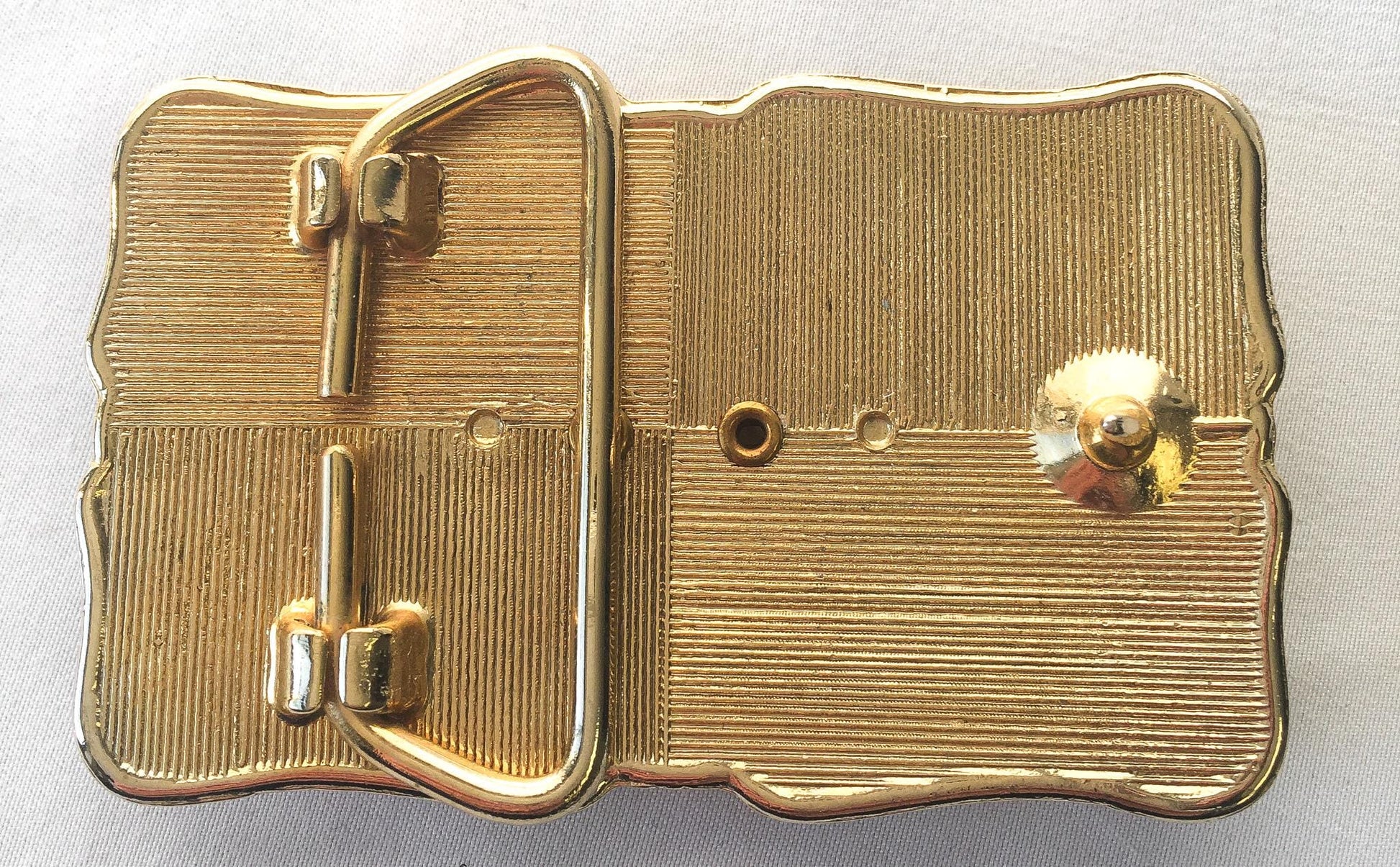 Vintage Gold Toned Abstract Etched Faux Stone Belt Buckle, Vintage Western Accessories
