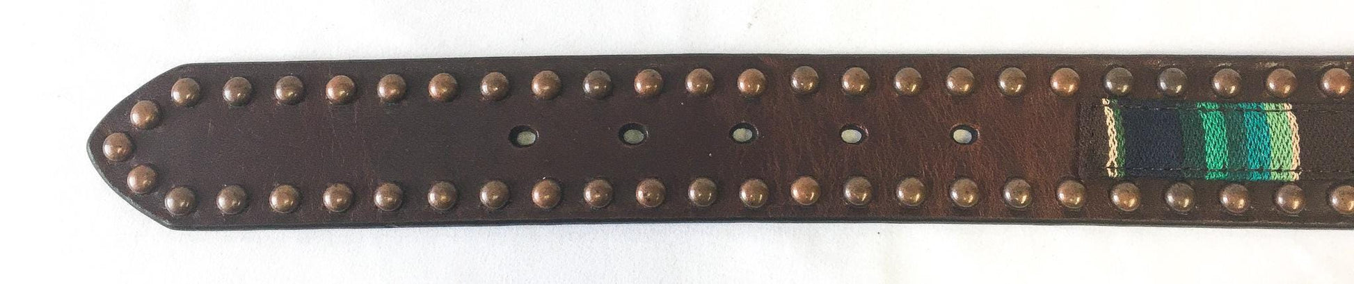 NWT Ariat Serape Copper Rainbow Woven Leather Studded Belt, Women's Sz. M, Vintage Western Belt