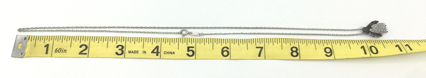 925 Heng Ngai Diamond and Marcasite Penguin Necklace on 925 20" Rope Chain
