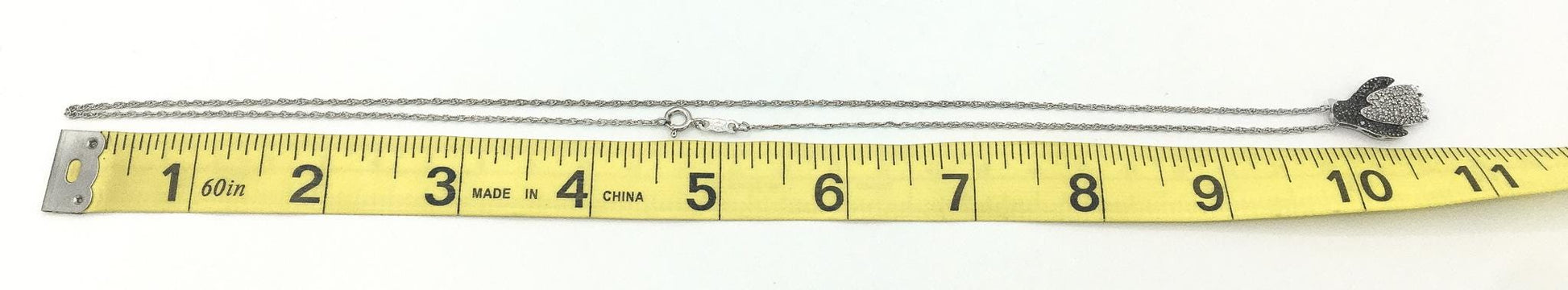 925 Heng Ngai Diamond and Marcasite Penguin Necklace on 925 20" Rope Chain