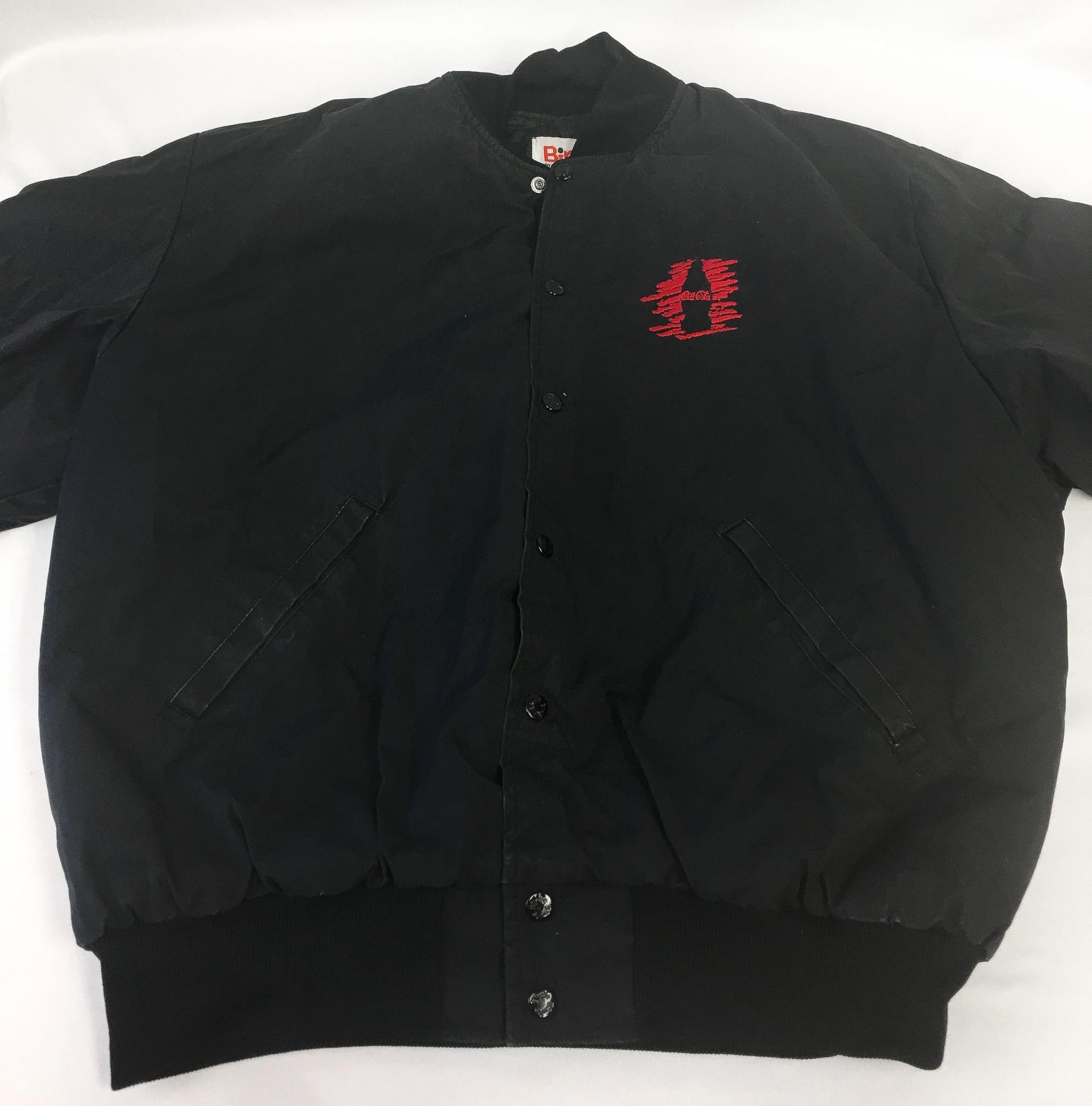 Vintage 90s Cocoa Cola Black Embroidered Bomber Jacket, Men's Sz. L, Vintage Cocoa Cola Apparel