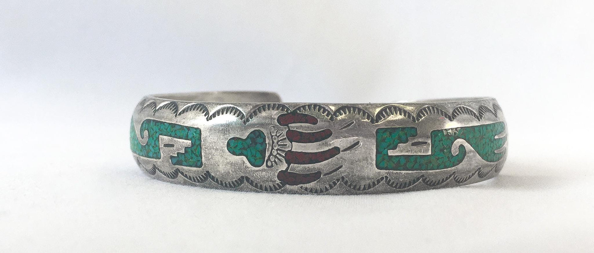 Vintage TA Begay Sterling Turquoise Abstract Cuff Bracelet, Vintage Navajo Native Western Jewelry