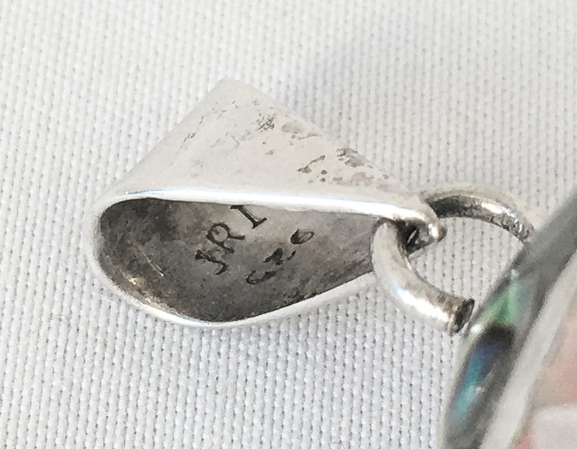 Vintage JRI 925 Mother of Pearl Abalone Chime Bell Sphere Pendant, Unique Coastal Boho Style Jewelry