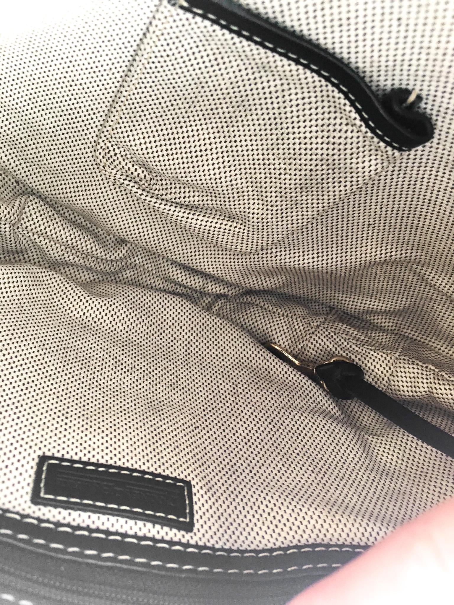 00s Dooney and Bourke Black/Gray Monogram Canvas Leather Trim Hobo Shoulder Bag, Y2K Dooney and Bourke Handbag