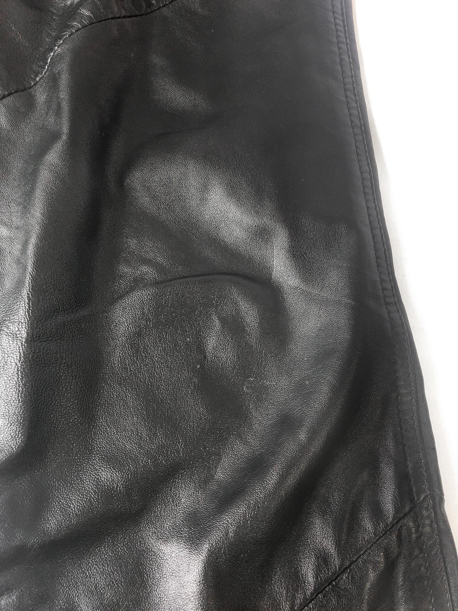 Vintage Wilson's Leather Black Leather Straight Leg Pants, Women's Sz. 27" x 28", Casual Leather Biker Motorcycle Pants